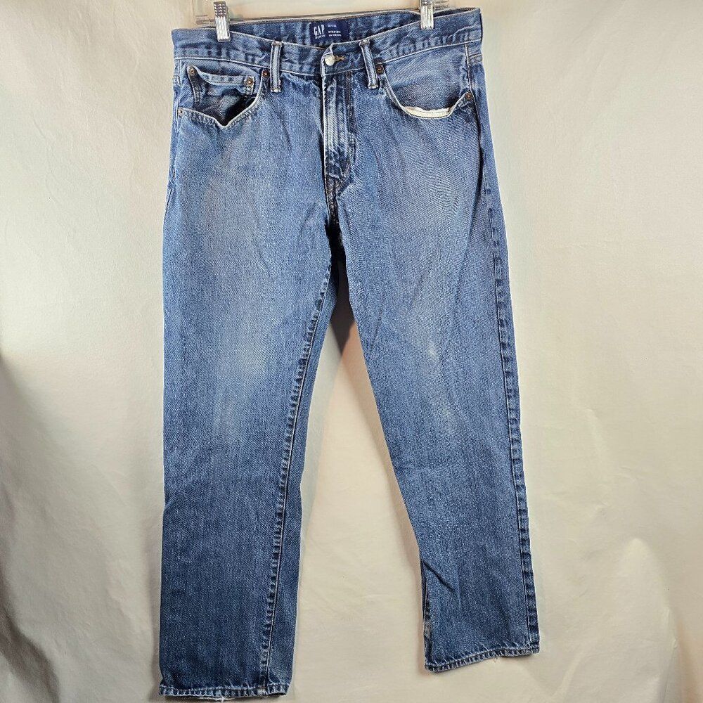GAP Jeans Mens 34x32 Blue Denim Straight Fit Classic 100% Cotton Normcore Casual